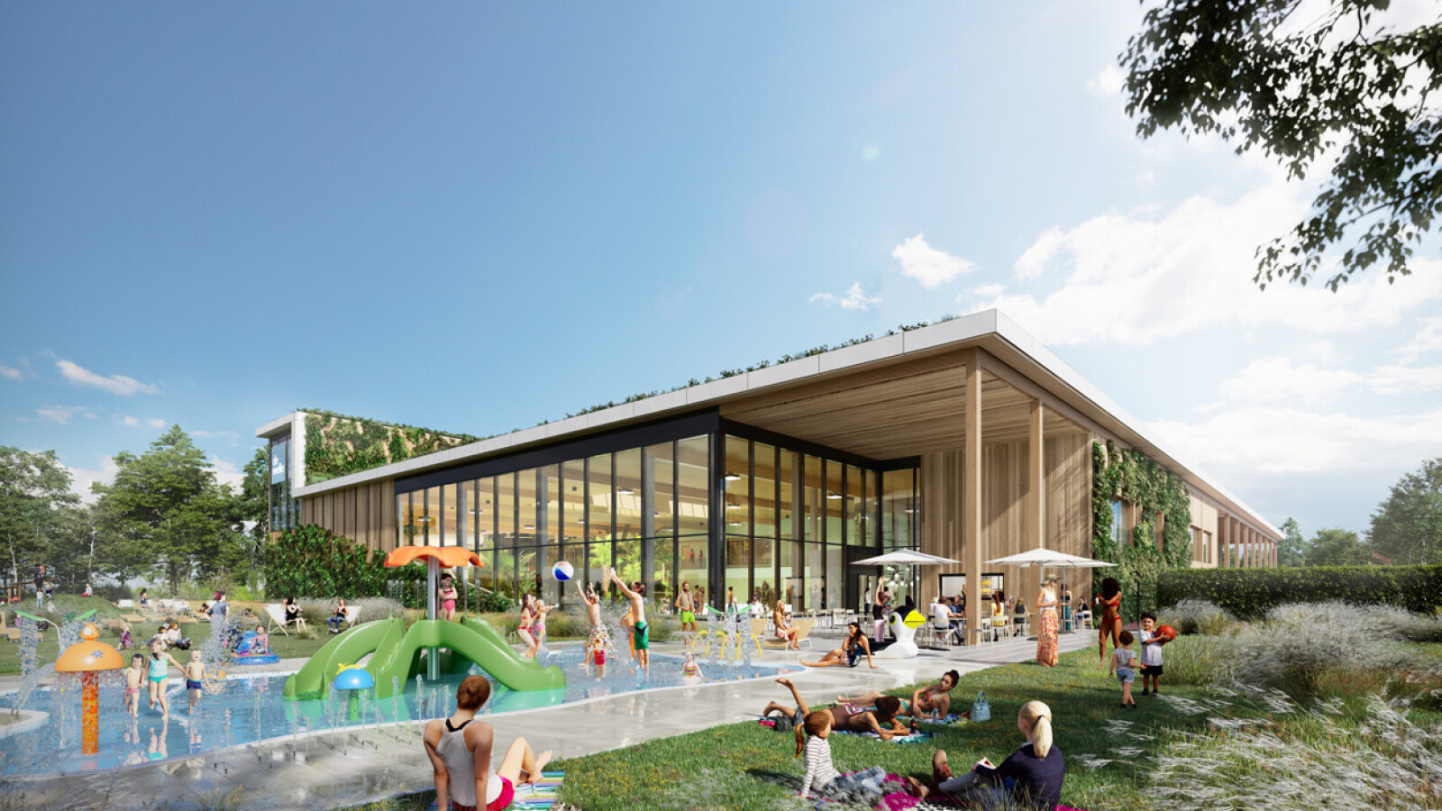 Nieuwbouw duurzaam overdekt zwembadcomplex De Welle in Drachten
